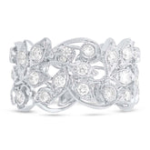 1.60ct 14k White Gold Diamond Leaf Lady's Ring Size 6